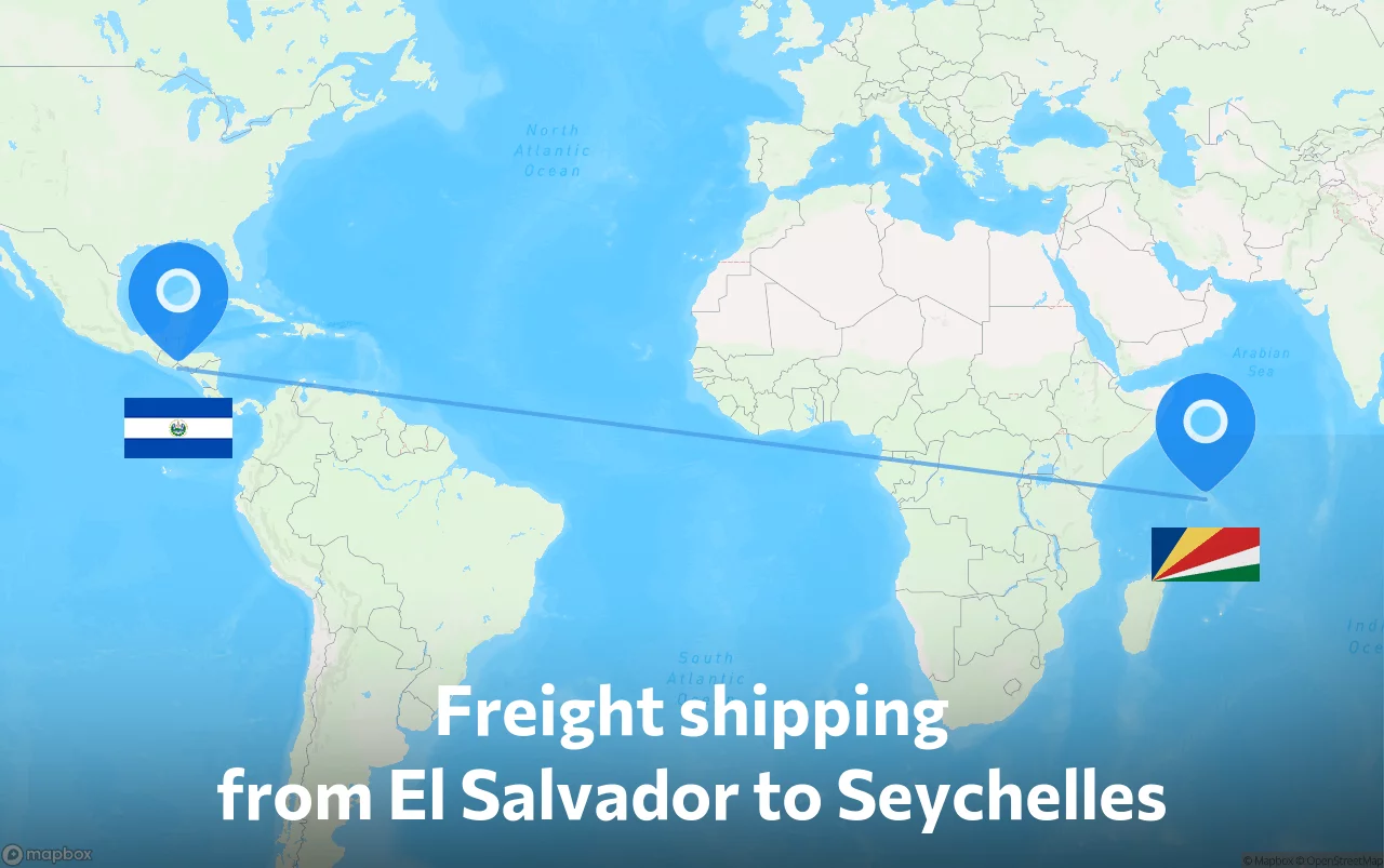 Shipping route from El Salvador to Seychelles