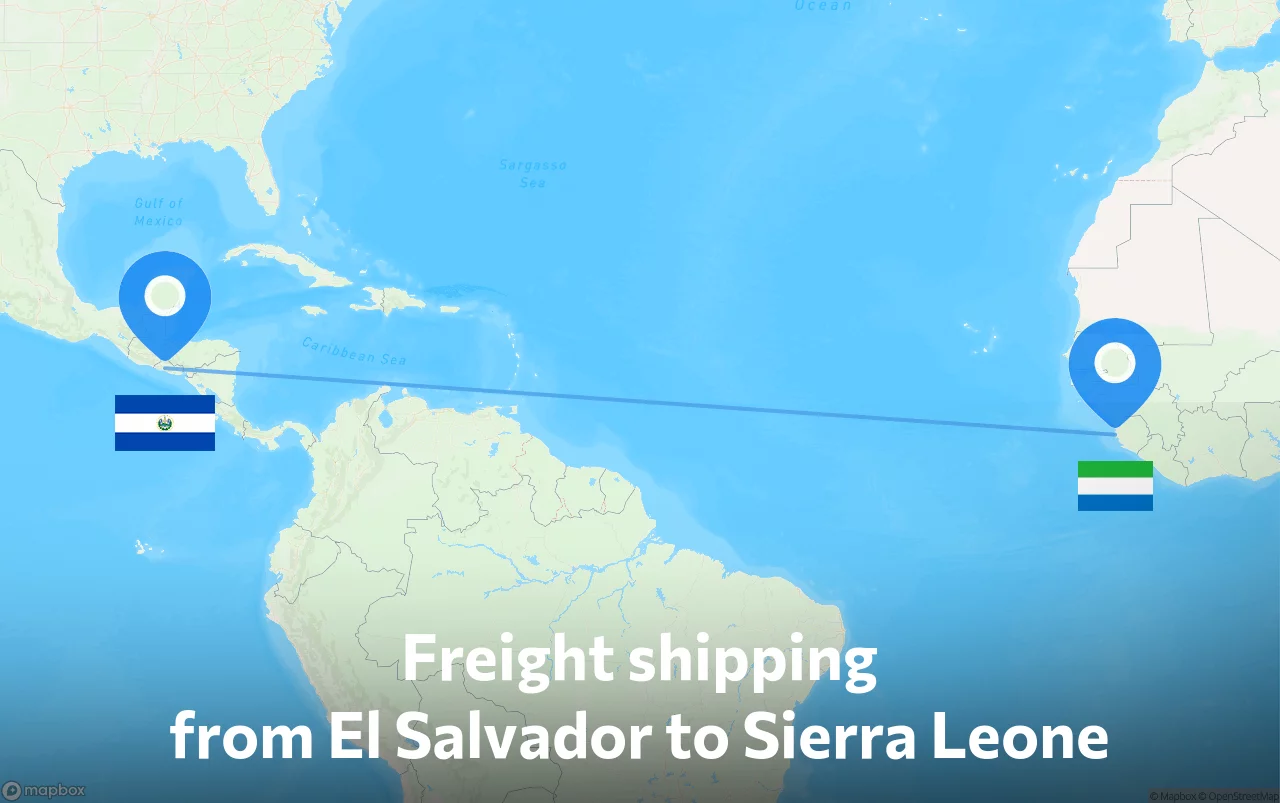 Shipping route from El Salvador to Sierra Leone