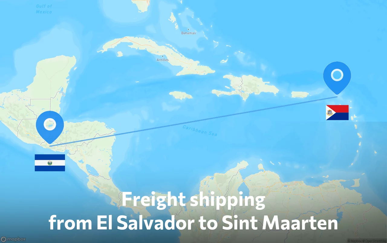 Shipping route from El Salvador to Sint Maarten