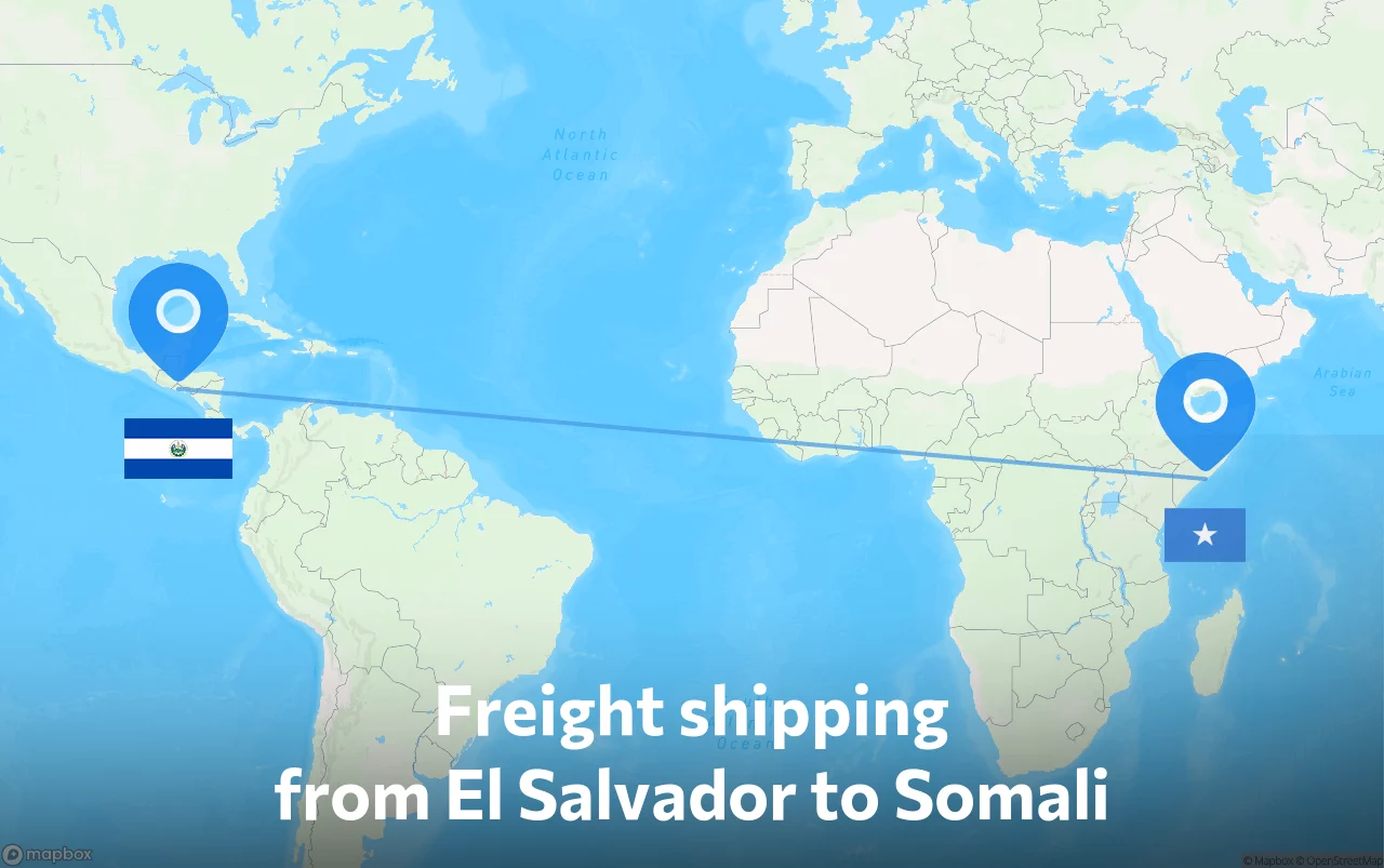 Shipping route from El Salvador to Somali