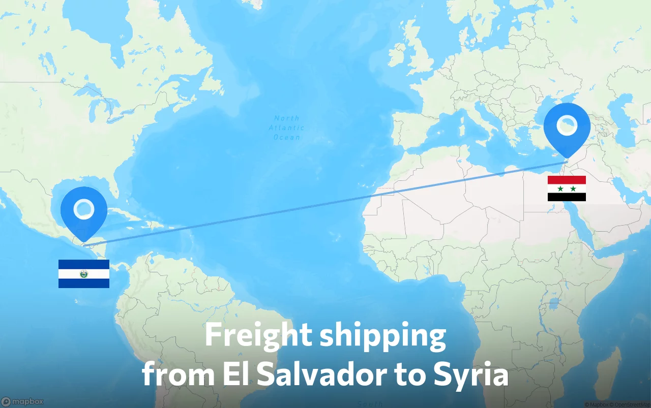 Shipping route from El Salvador to Syria