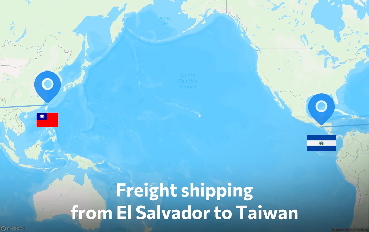 Shipping route from El Salvador to Taiwan
