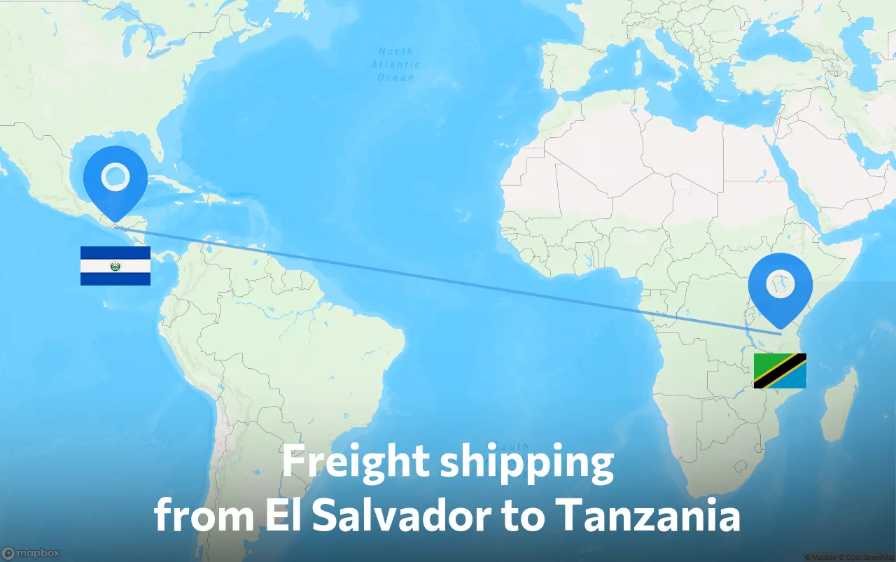 Shipping route from El Salvador to Tanzania
