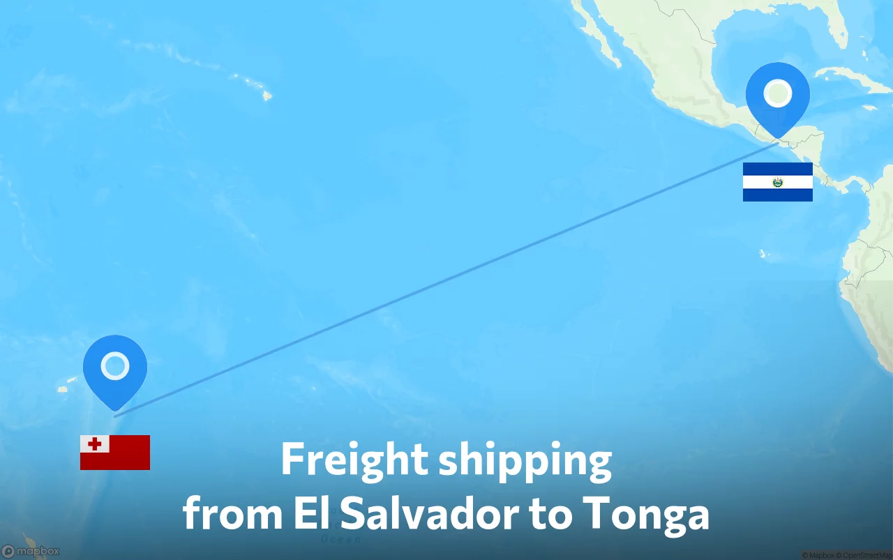 Shipping route from El Salvador to Tonga
