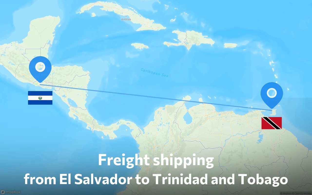Shipping route from El Salvador to Trinidad and Tobago