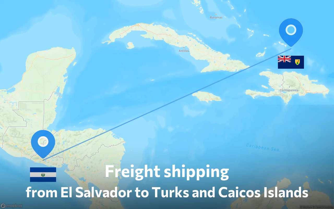Shipping route from El Salvador to Turks and Caicos Islands