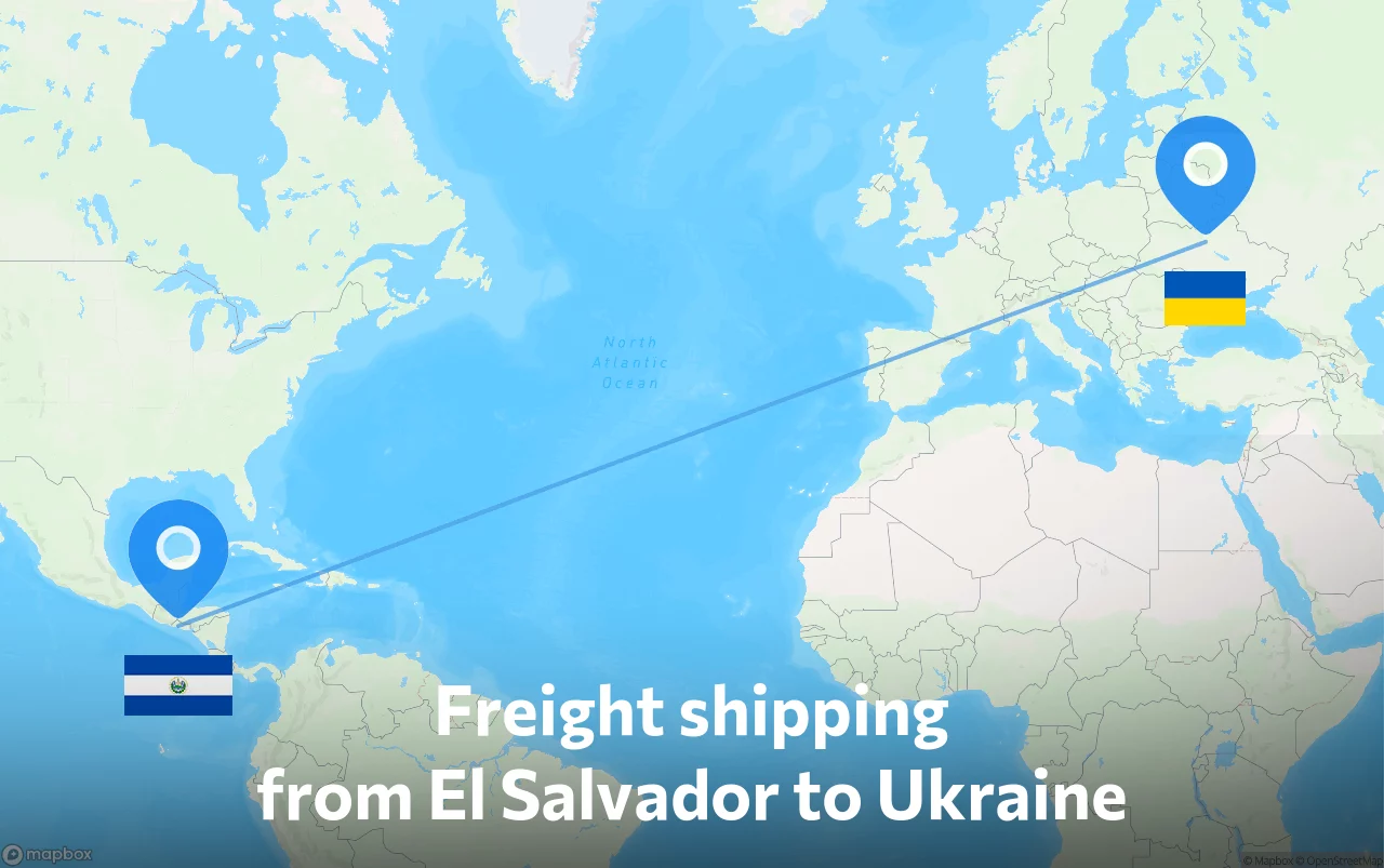 Shipping route from El Salvador to Ukraine