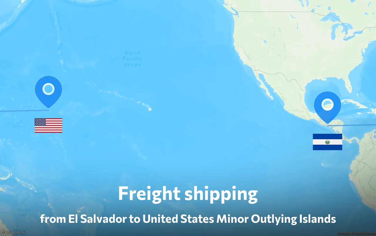 Shipping route from El Salvador to United States Minor Outlying Islands