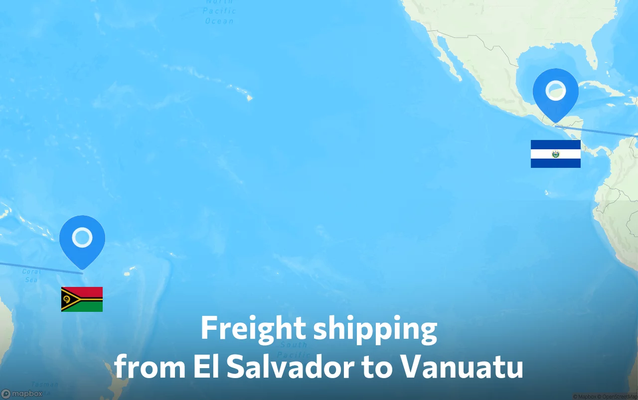 Shipping route from El Salvador to Vanuatu