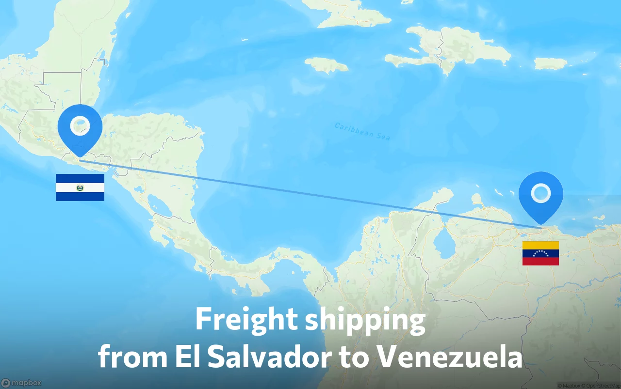 Shipping route from El Salvador to Venezuela