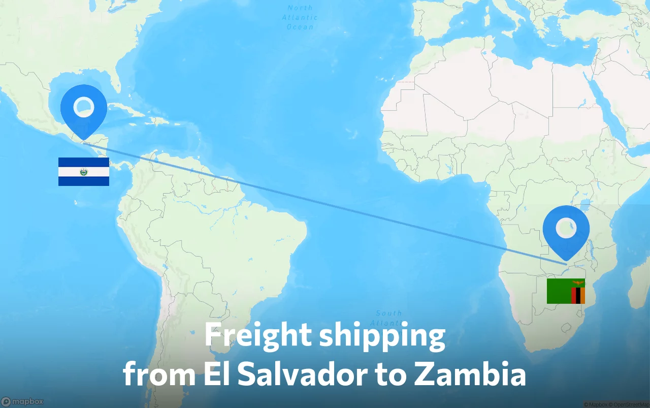 Shipping route from El Salvador to Zambia
