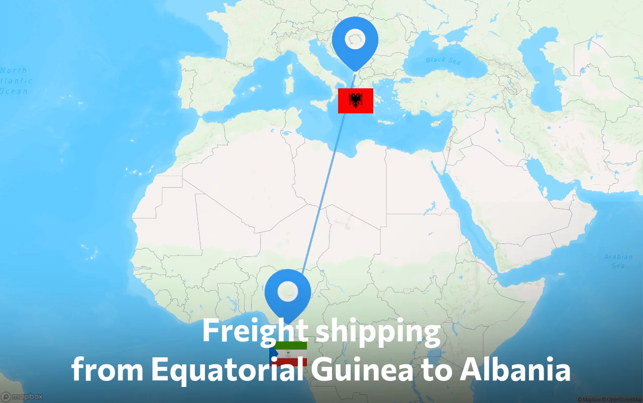 Shipping route from Equatorial Guinea to Albania