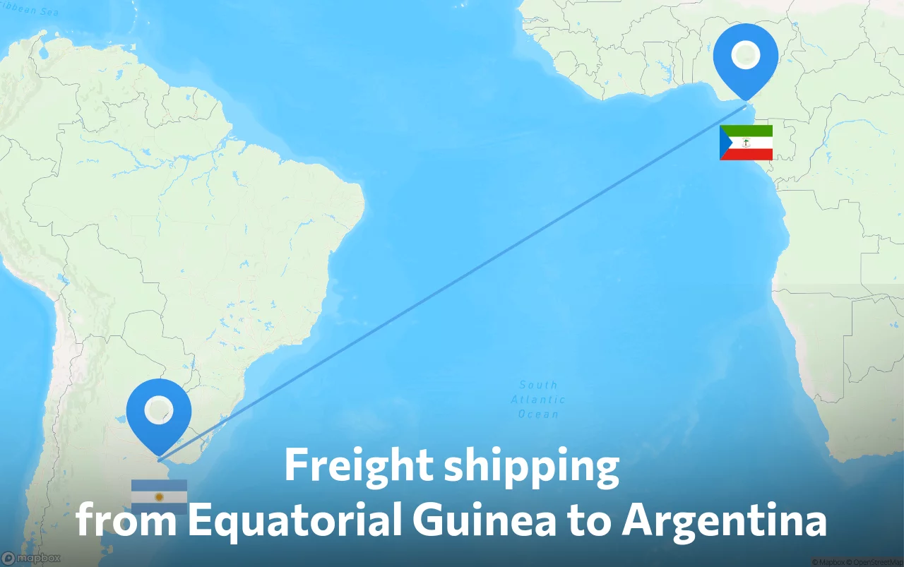 Shipping route from Equatorial Guinea to Argentina
