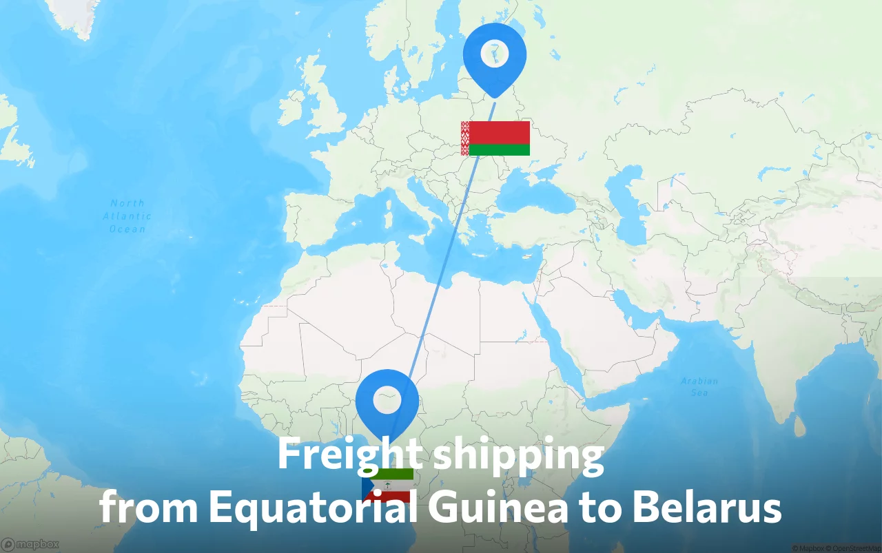 Shipping route from Equatorial Guinea to Belarus