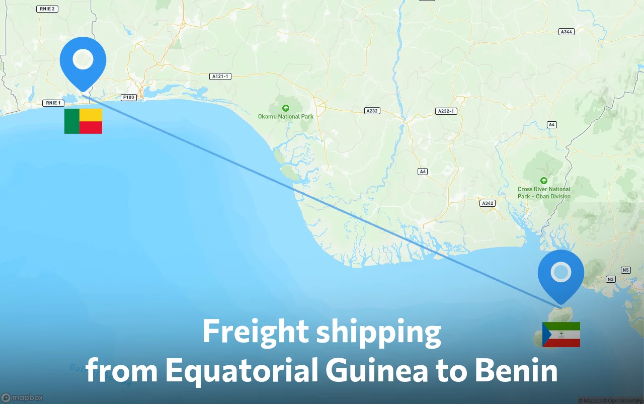Shipping route from Equatorial Guinea to Benin