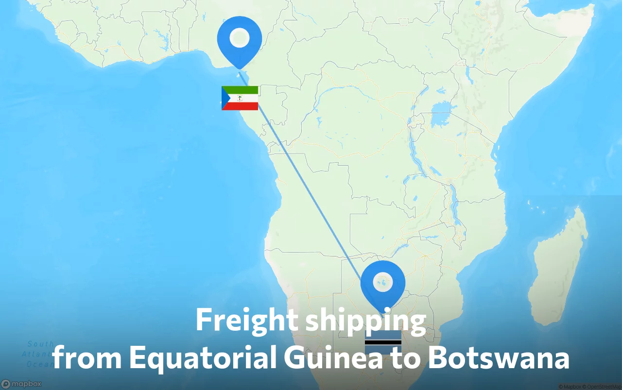 Shipping route from Equatorial Guinea to Botswana