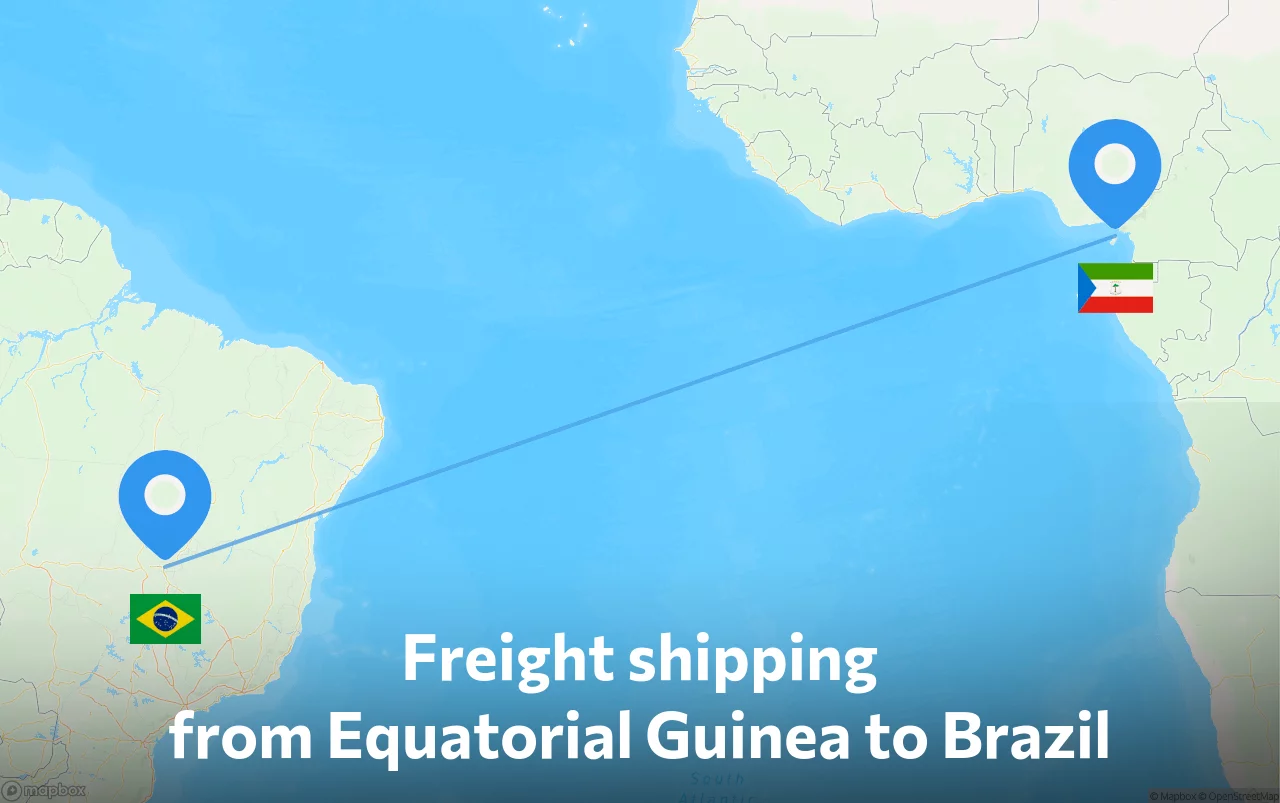 Shipping route from Equatorial Guinea to Brazil