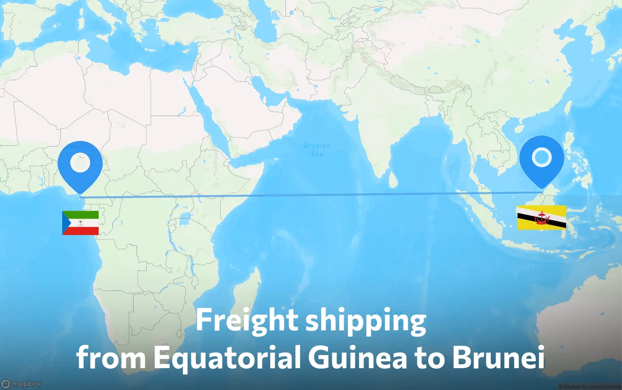 Shipping route from Equatorial Guinea to Brunei