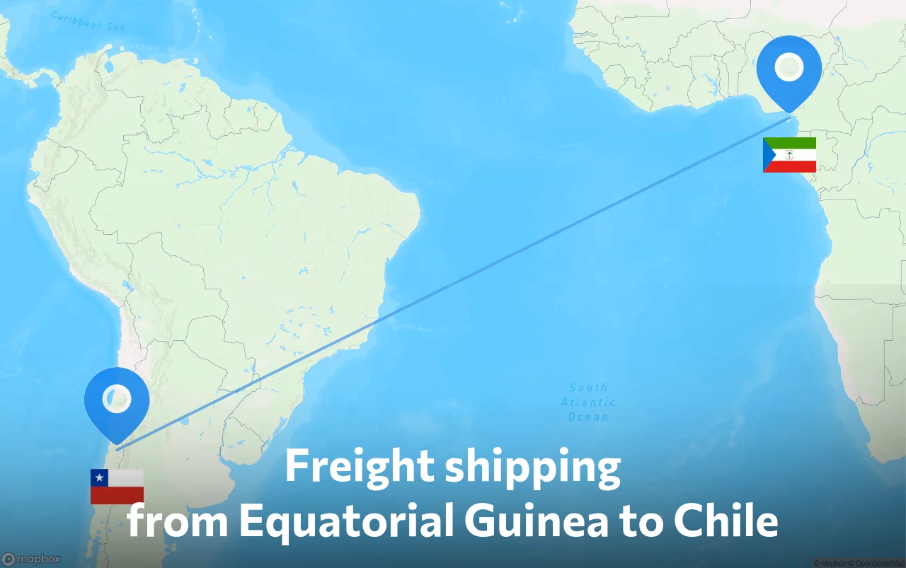 Shipping route from Equatorial Guinea to Chile