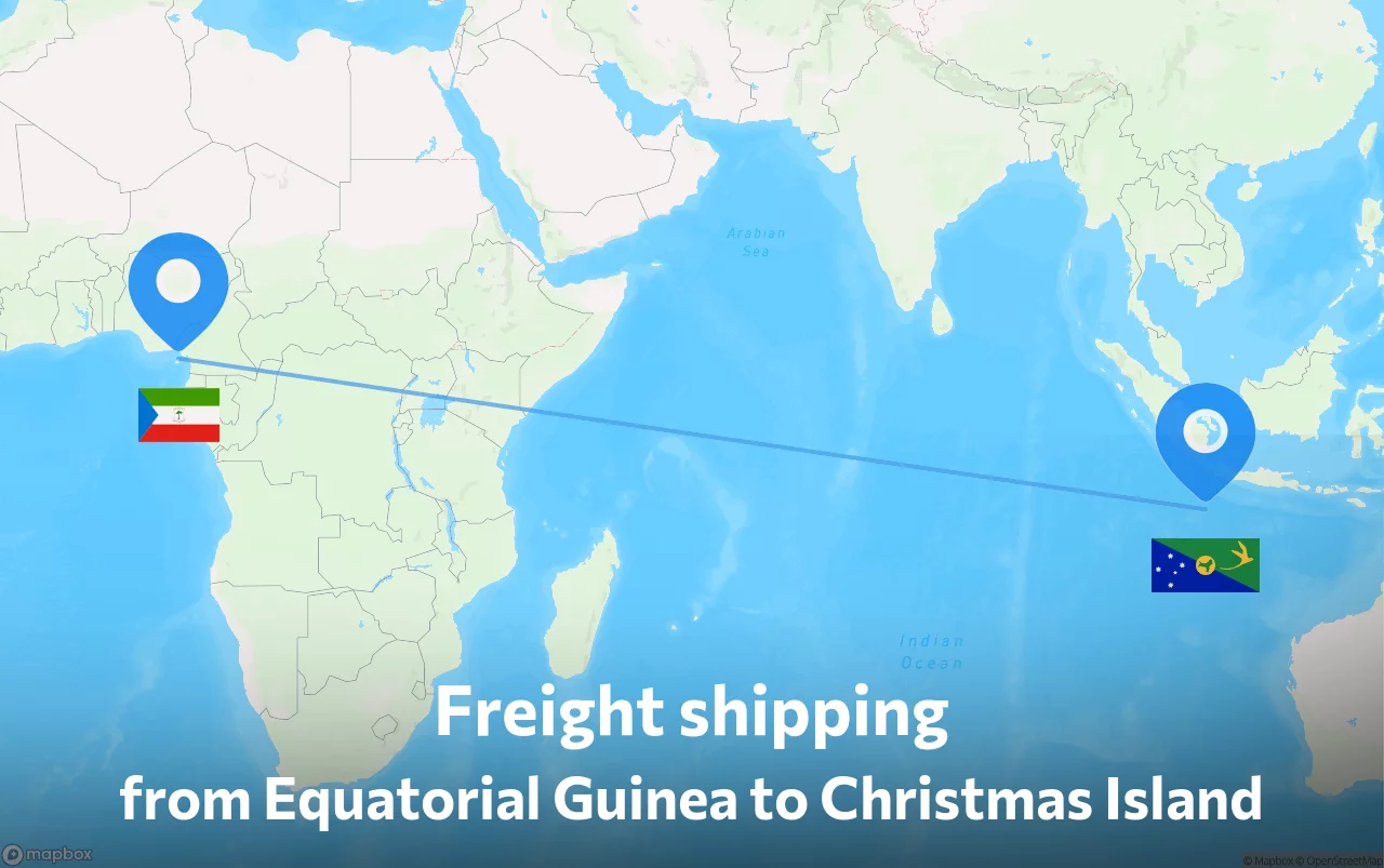 Shipping route from Equatorial Guinea to Christmas Island