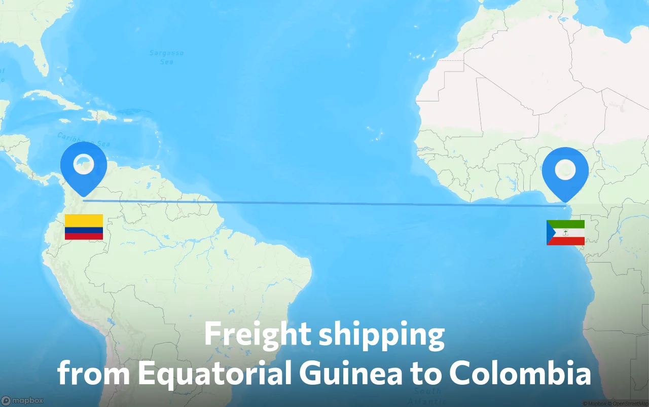 Shipping route from Equatorial Guinea to Colombia