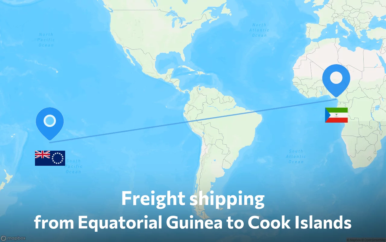 Shipping route from Equatorial Guinea to Cook Islands