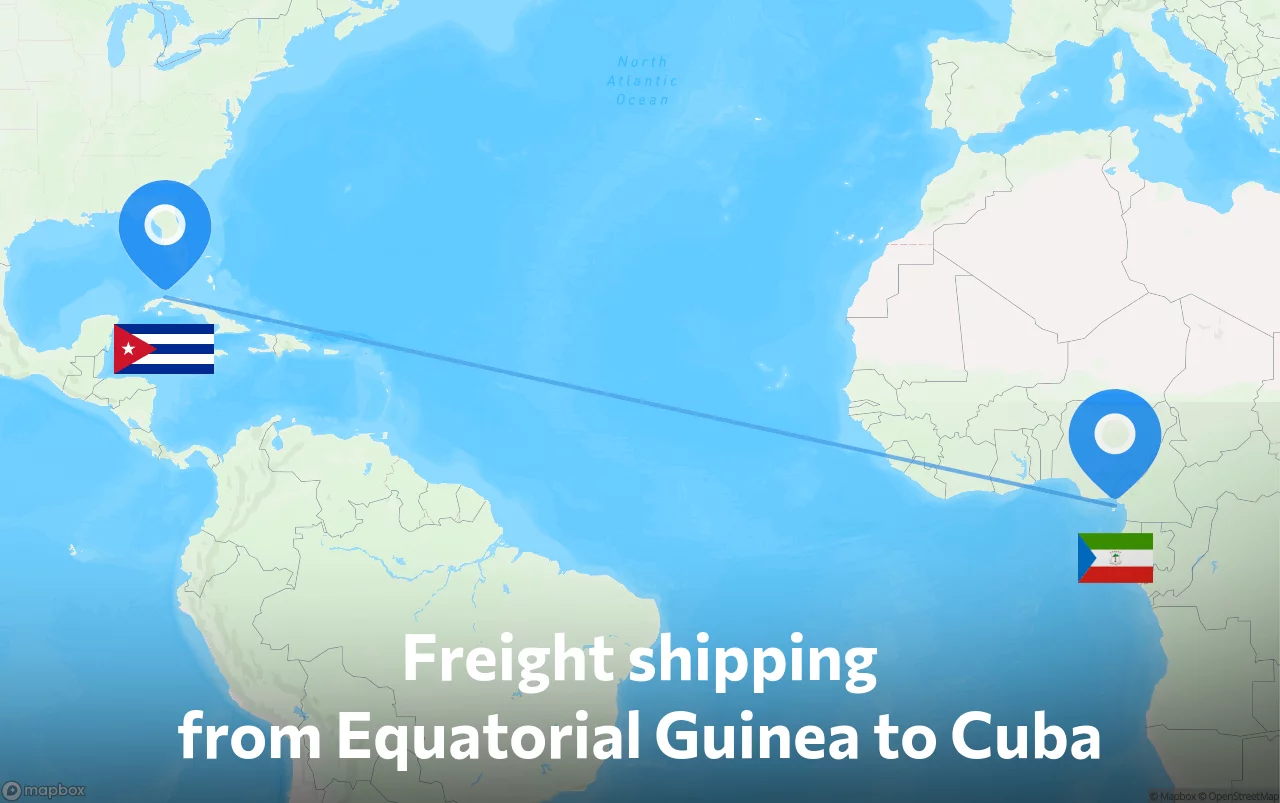 Shipping route from Equatorial Guinea to Cuba