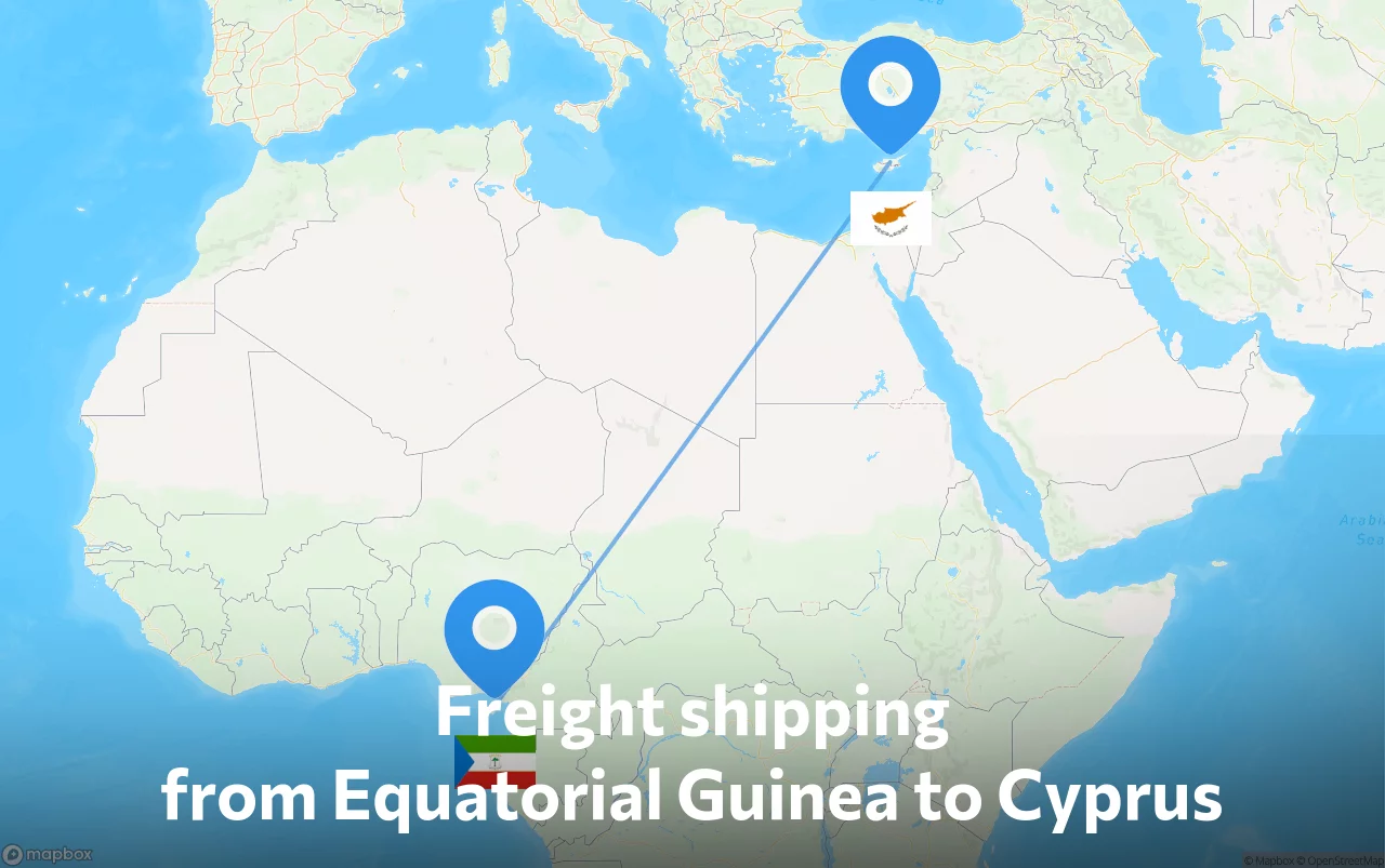 Shipping route from Equatorial Guinea to Cyprus