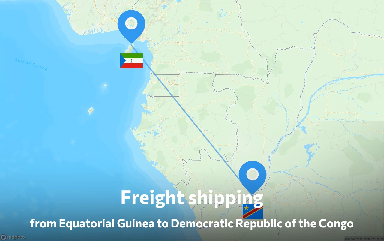 Shipping route from Equatorial Guinea to Democratic Republic of the Congo