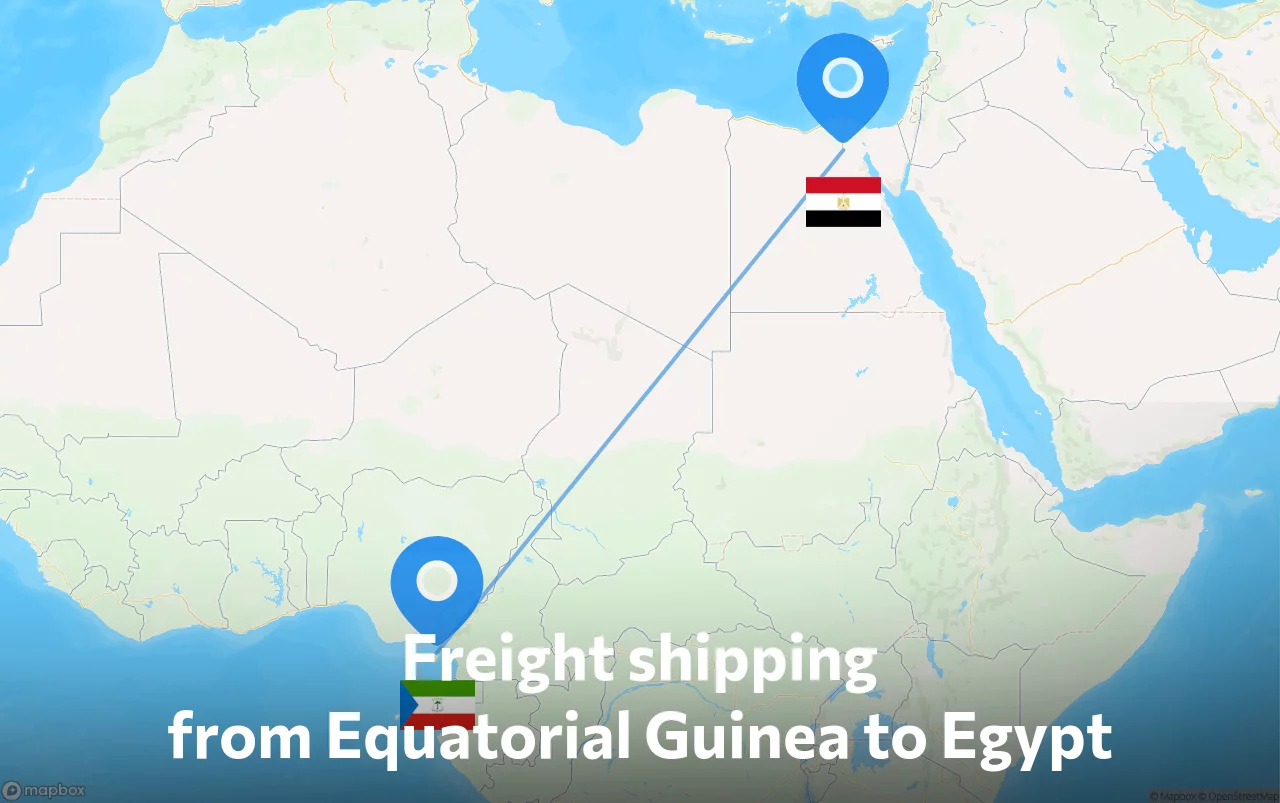 Shipping route from Equatorial Guinea to Egypt