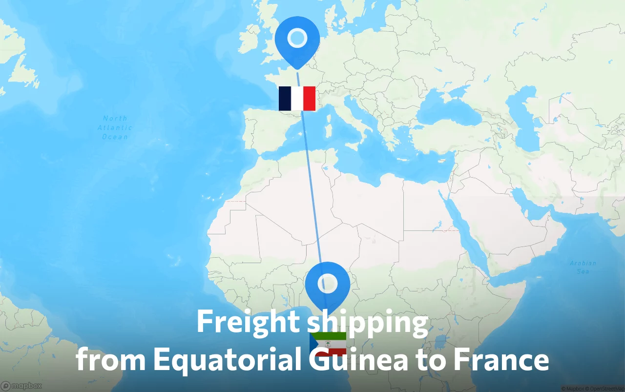 Shipping route from Equatorial Guinea to France