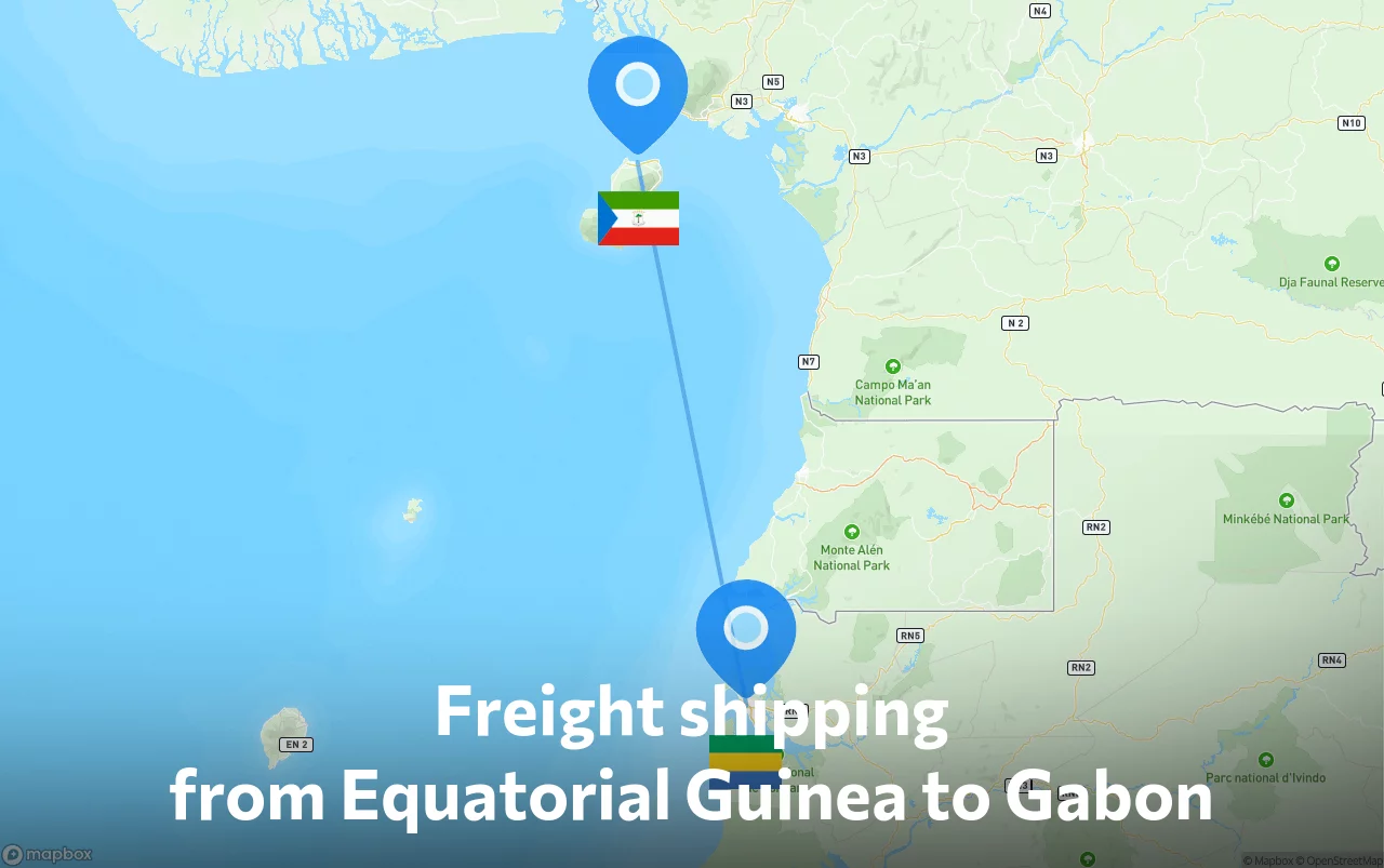 Shipping route from Equatorial Guinea to Gabon