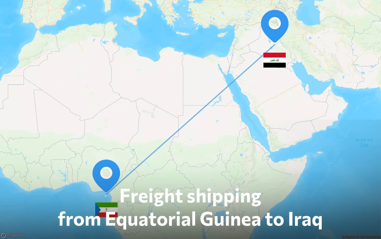 Shipping route from Equatorial Guinea to Iraq