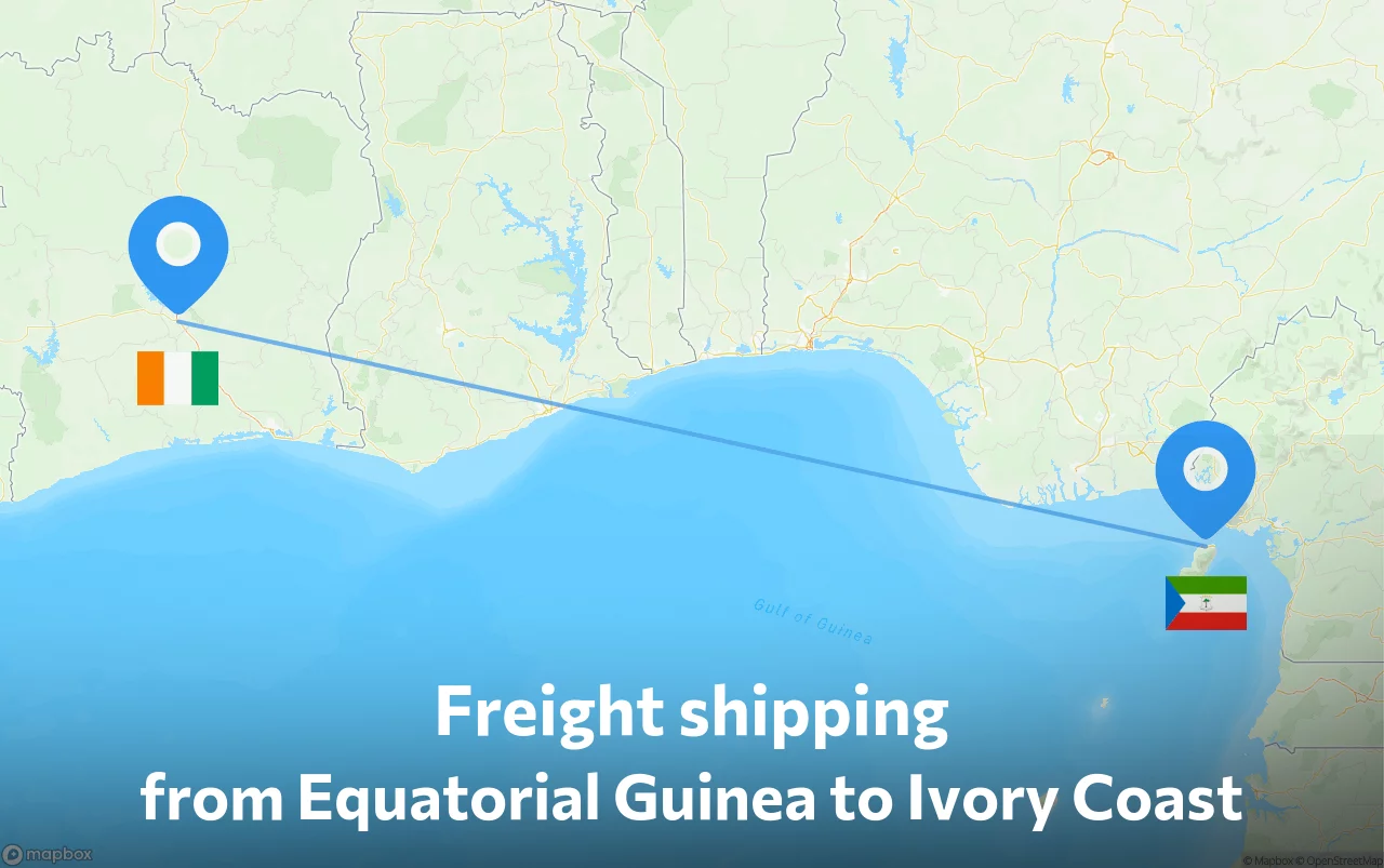 Shipping route from Equatorial Guinea to Ivory Coast