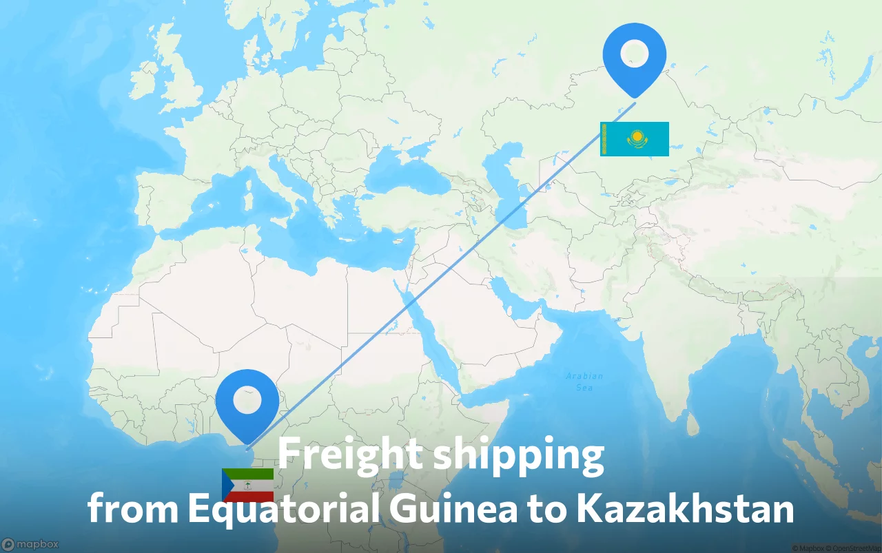 Shipping route from Equatorial Guinea to Kazakhstan