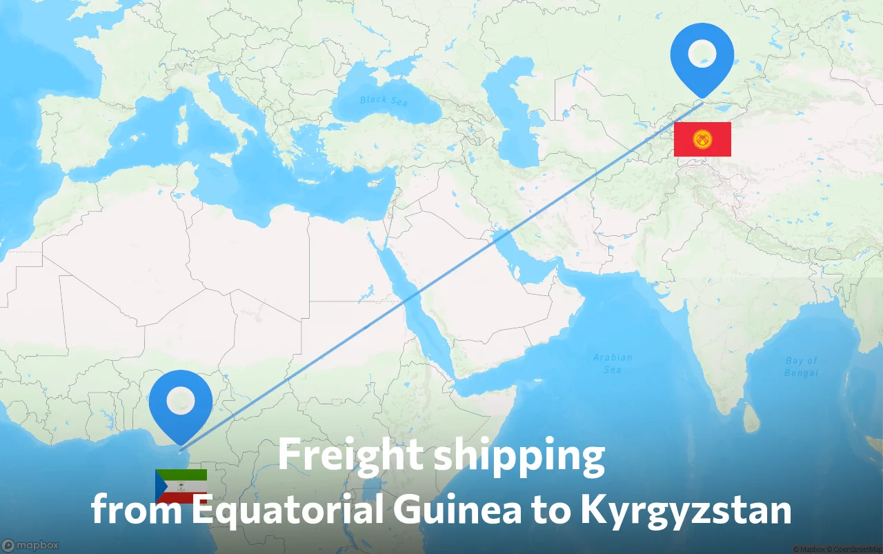 Shipping route from Equatorial Guinea to Kyrgyzstan