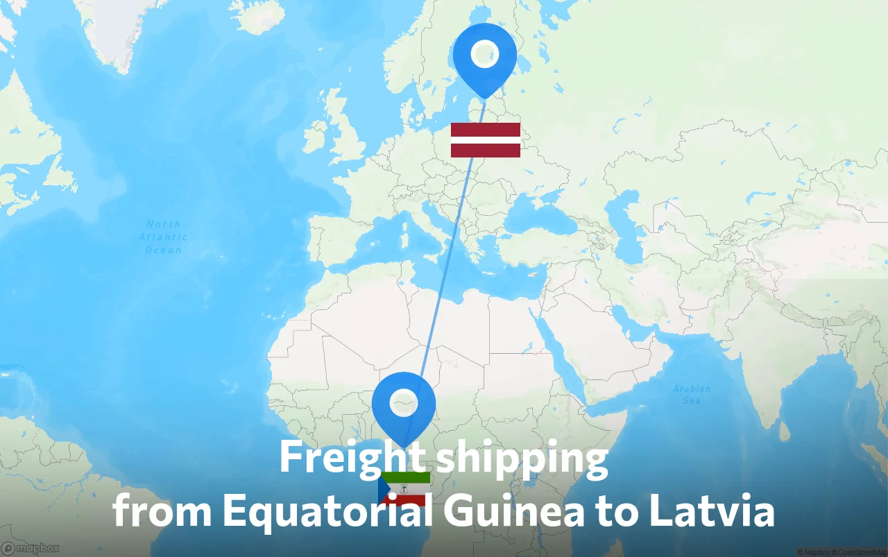 Shipping route from Equatorial Guinea to Latvia