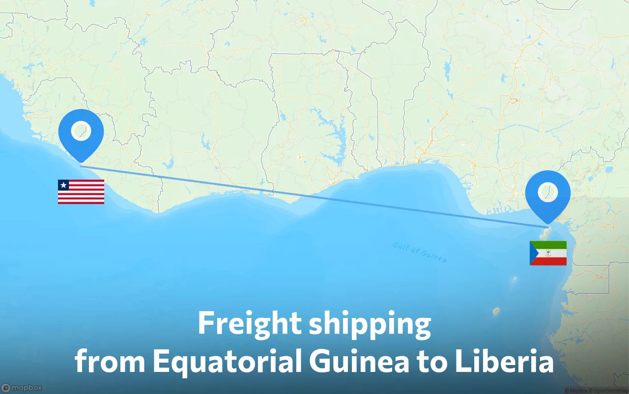 Shipping route from Equatorial Guinea to Liberia