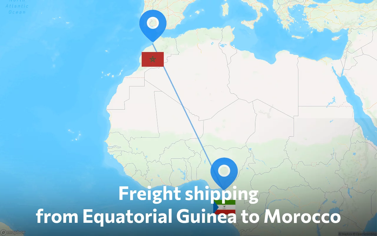 Shipping route from Equatorial Guinea to Morocco