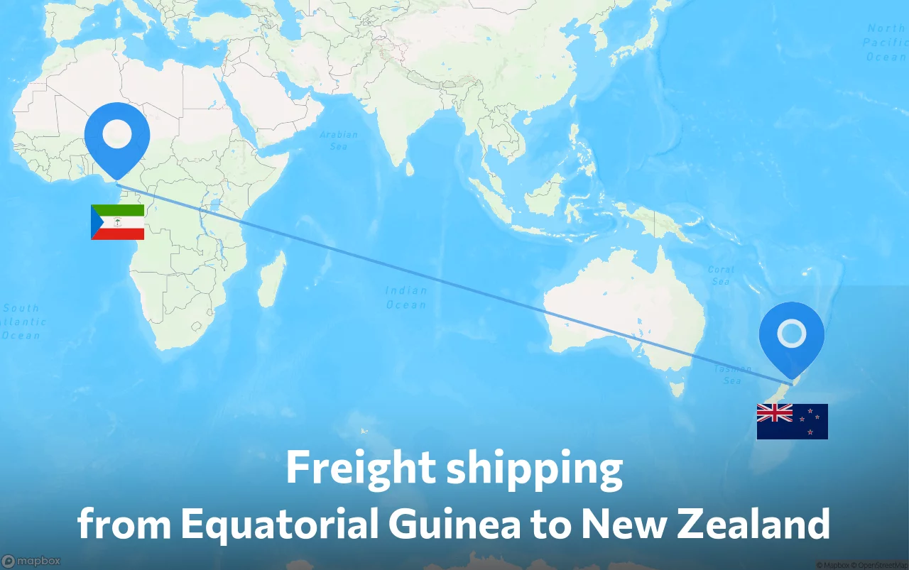 Shipping route from Equatorial Guinea to New Zealand