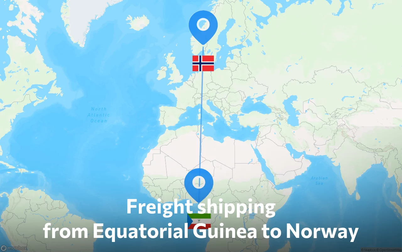 Shipping route from Equatorial Guinea to Norway