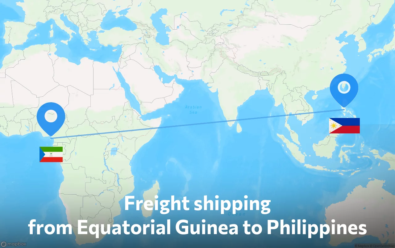 Shipping route from Equatorial Guinea to Philippines