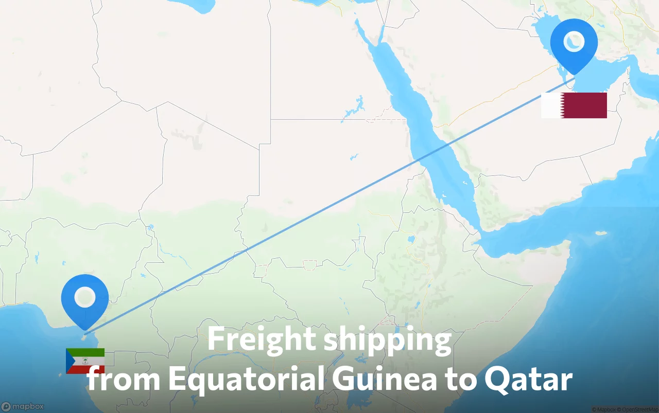 Shipping route from Equatorial Guinea to Qatar