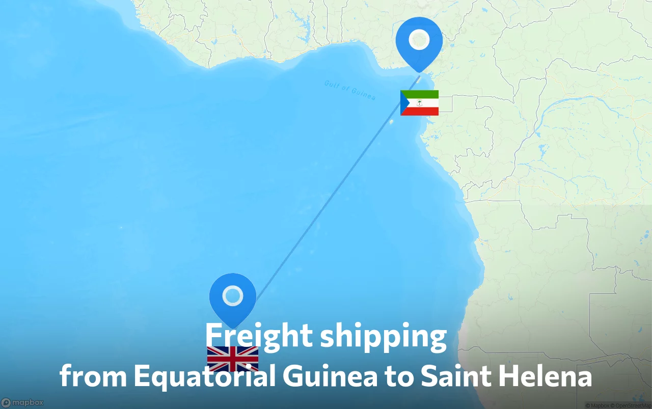 Shipping route from Equatorial Guinea to Saint Helena