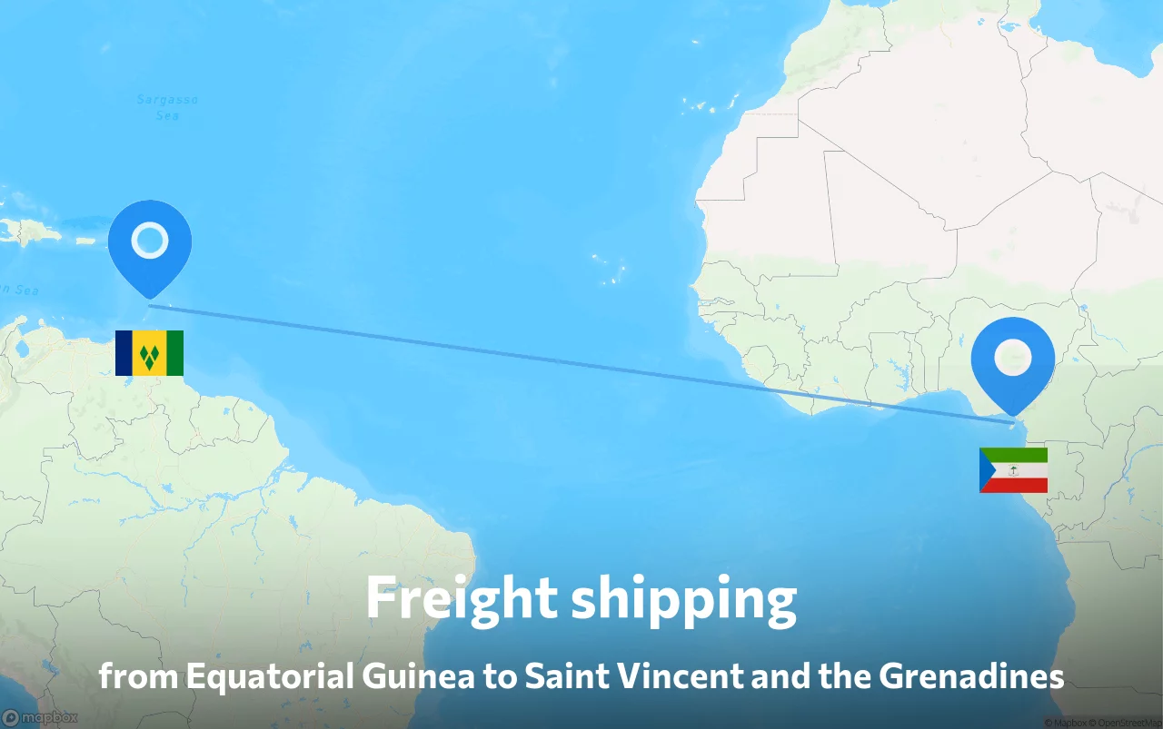 Shipping route from Equatorial Guinea to Saint Vincent and the Grenadines