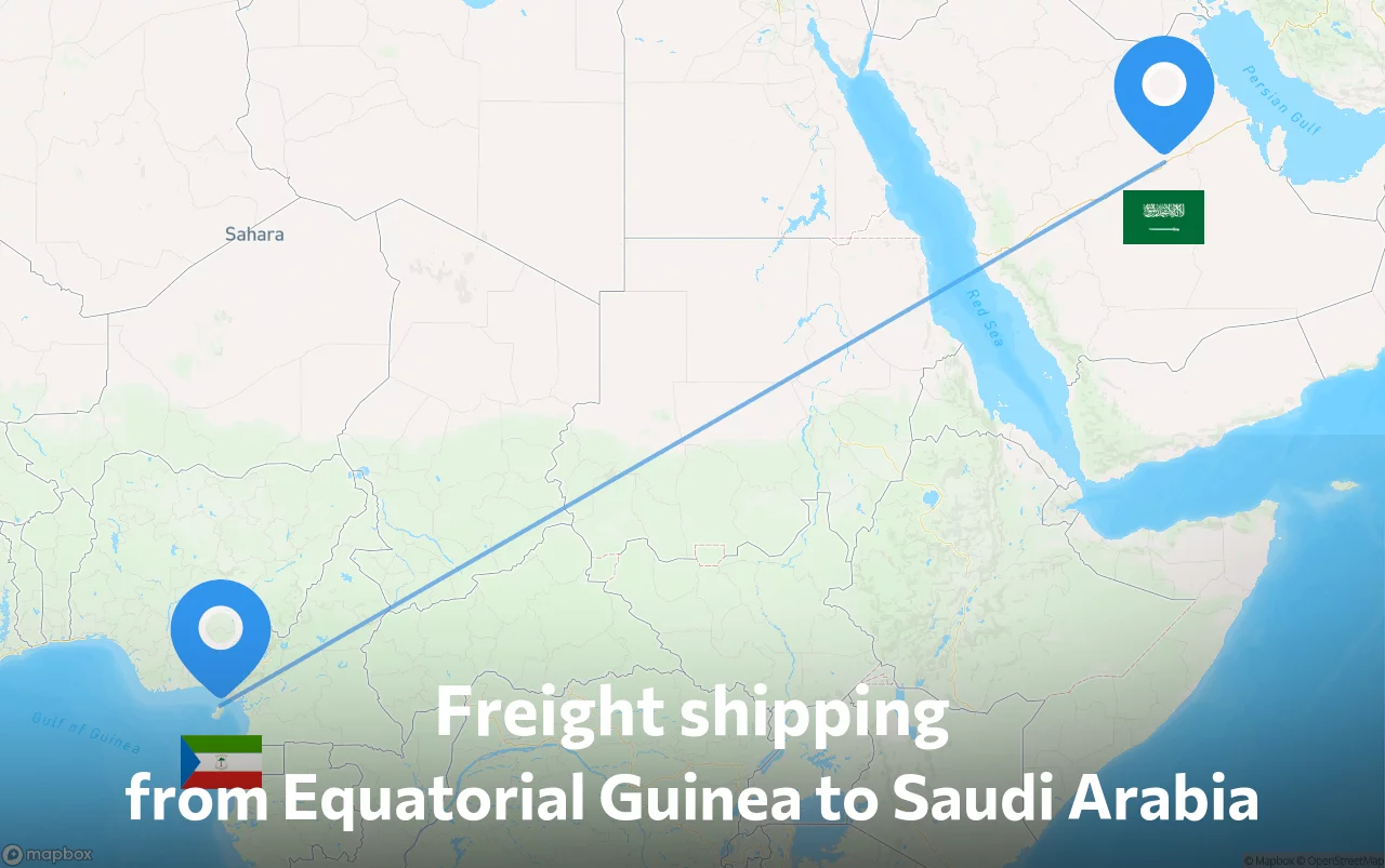 Shipping route from Equatorial Guinea to Saudi Arabia