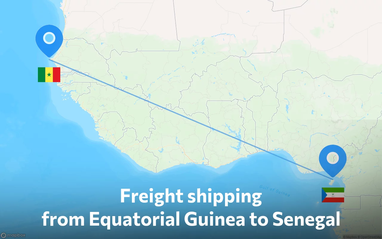 Shipping route from Equatorial Guinea to Senegal