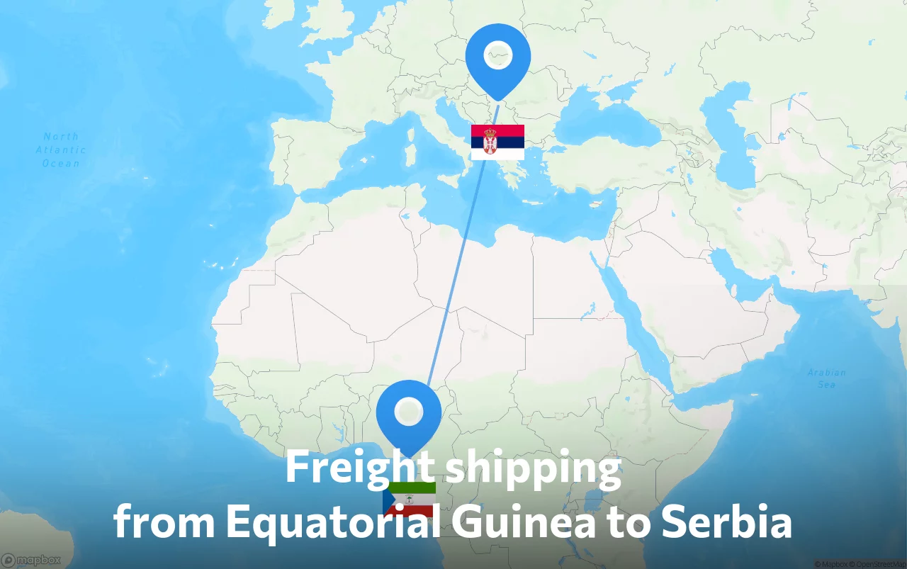 Shipping route from Equatorial Guinea to Serbia
