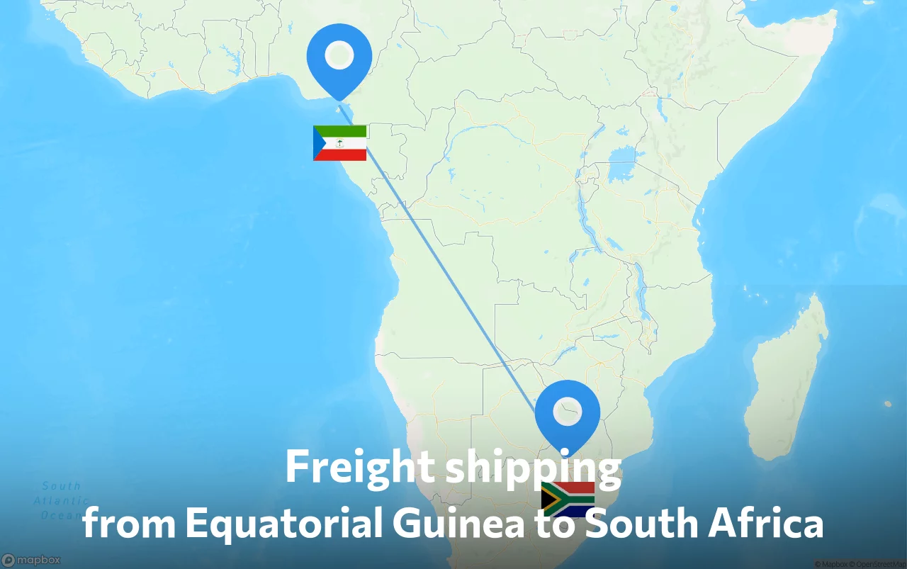 Shipping route from Equatorial Guinea to South Africa