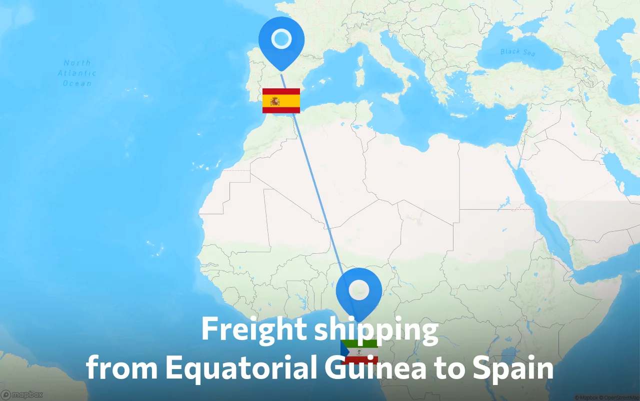 Shipping route from Equatorial Guinea to Spain